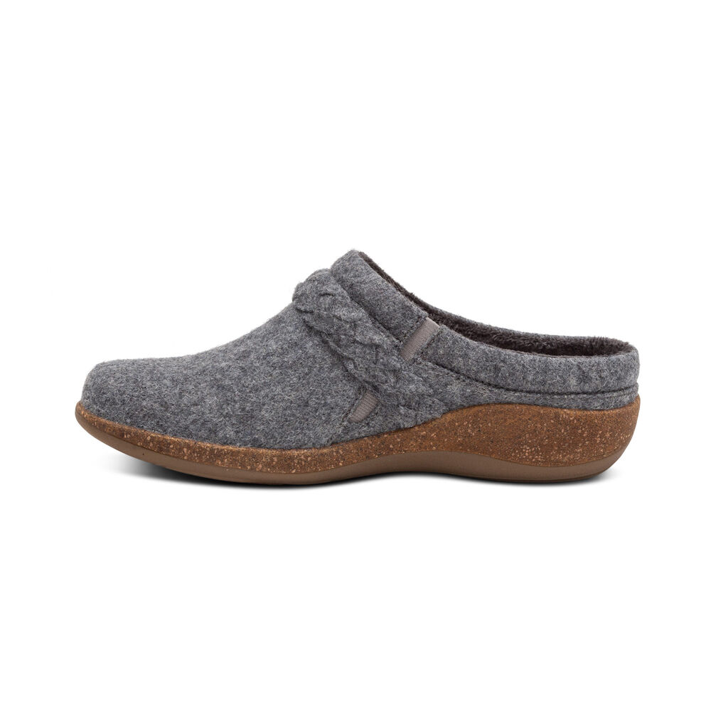 Aetrex Women's Libby Comfort Clogs - Grey | USA PSUM4NH